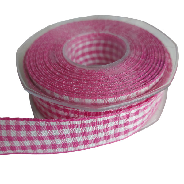 Nastro a Quadretti - Altezza 25 mm - Colore Rosa Scuro